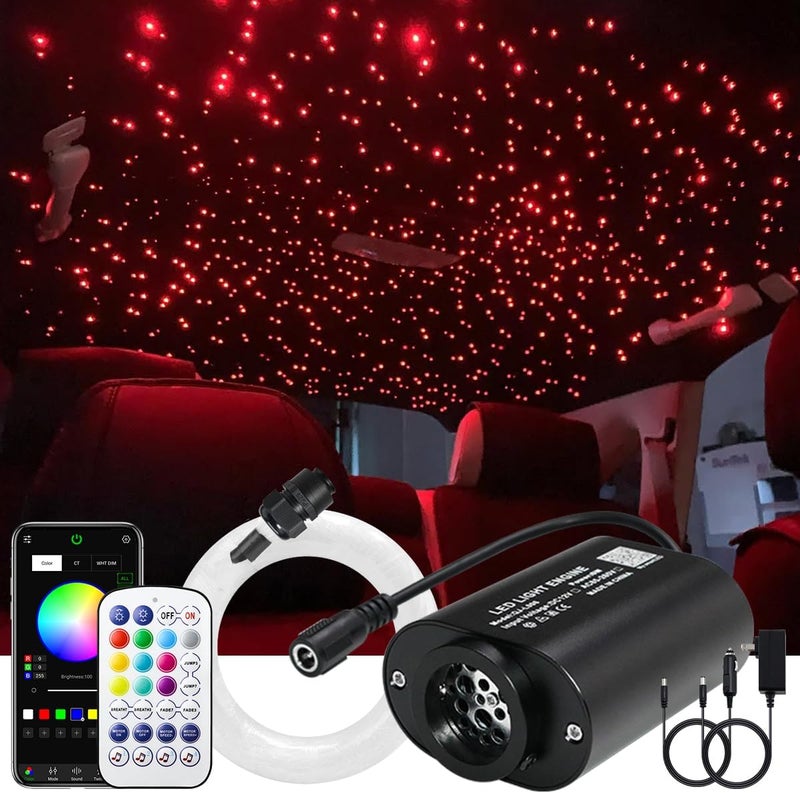 AKEPO Mini Size 6W Starlight Headliner Kit Twinkle Fiber Optic Lights, 550pcs 0.03in 9.8ft/3m Optical Fiber APP Control RGBW Led Music Activated Optic Star Ceiling Kit for Home and Car Headliner Star - Image 1
